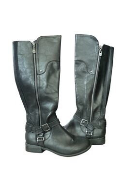 G by Guess Womens Black Harson Wide Calf Riding Boots